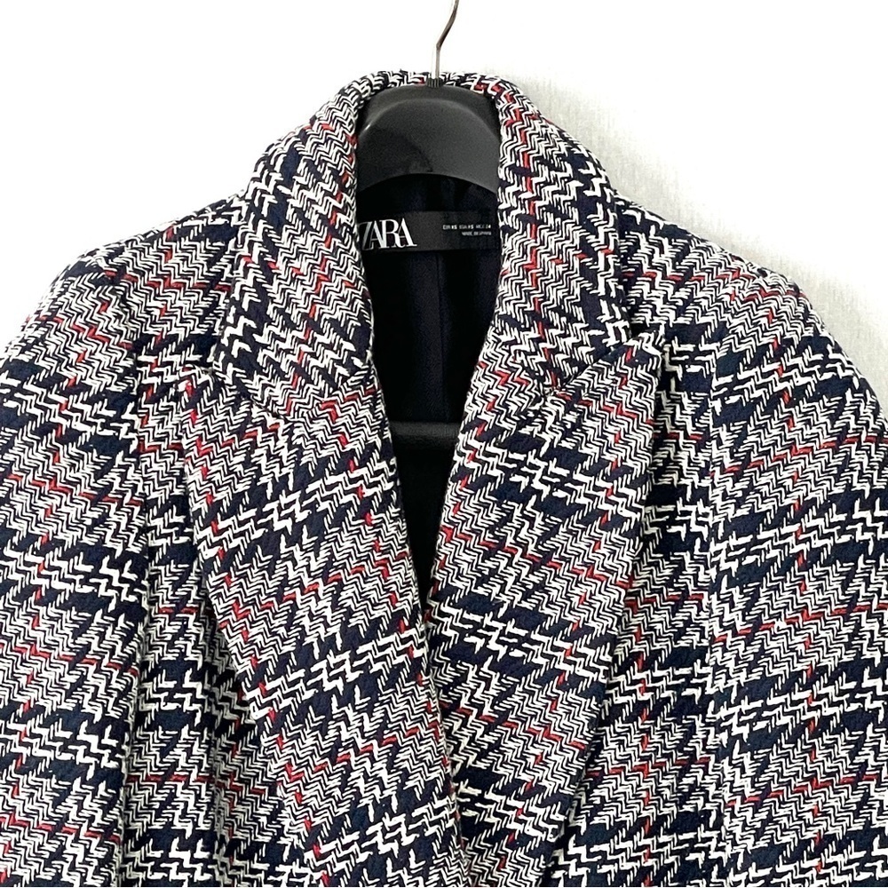 ZARA Plaid Double Breasted Tweed Blazer - Picture 4 of 14